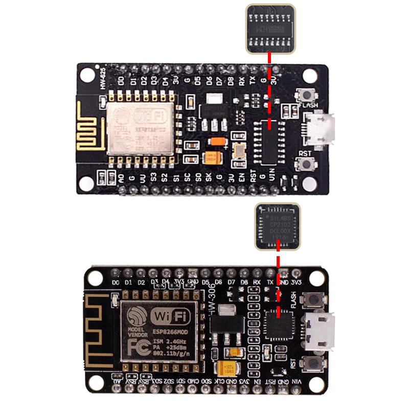 โมดูลไร้สาย CH340/CP2102/CH910 - Esp8266 Nodemcu Board บทวิจารณ์และราคา
