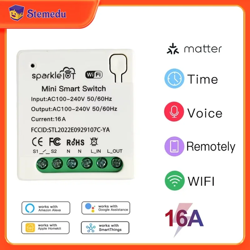 16A Matter WIFI สมาร์ทสวิทช์รี - Home Automation Tutorial บทวิจารณ์และราคา